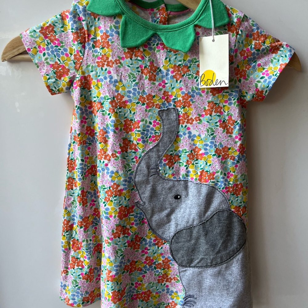 Boden Green Collar Floral Dress